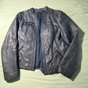 Women's Blue Leather Jacket